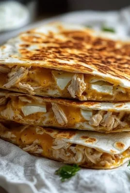 High-protein chicken ranch quesadilla with melted cheese and fresh toppings