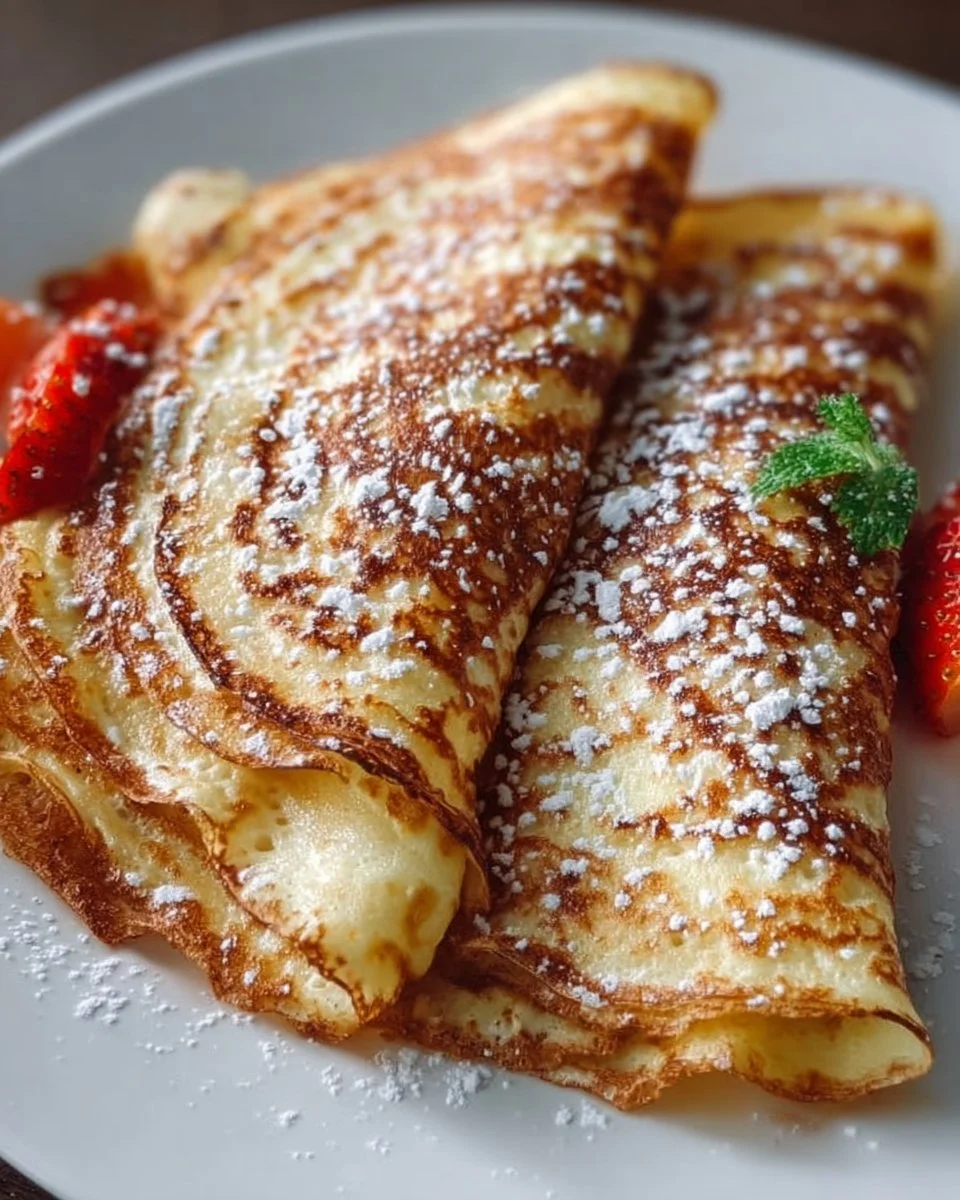 High-protein cottage cheese crepes served with fresh fruits and syrup