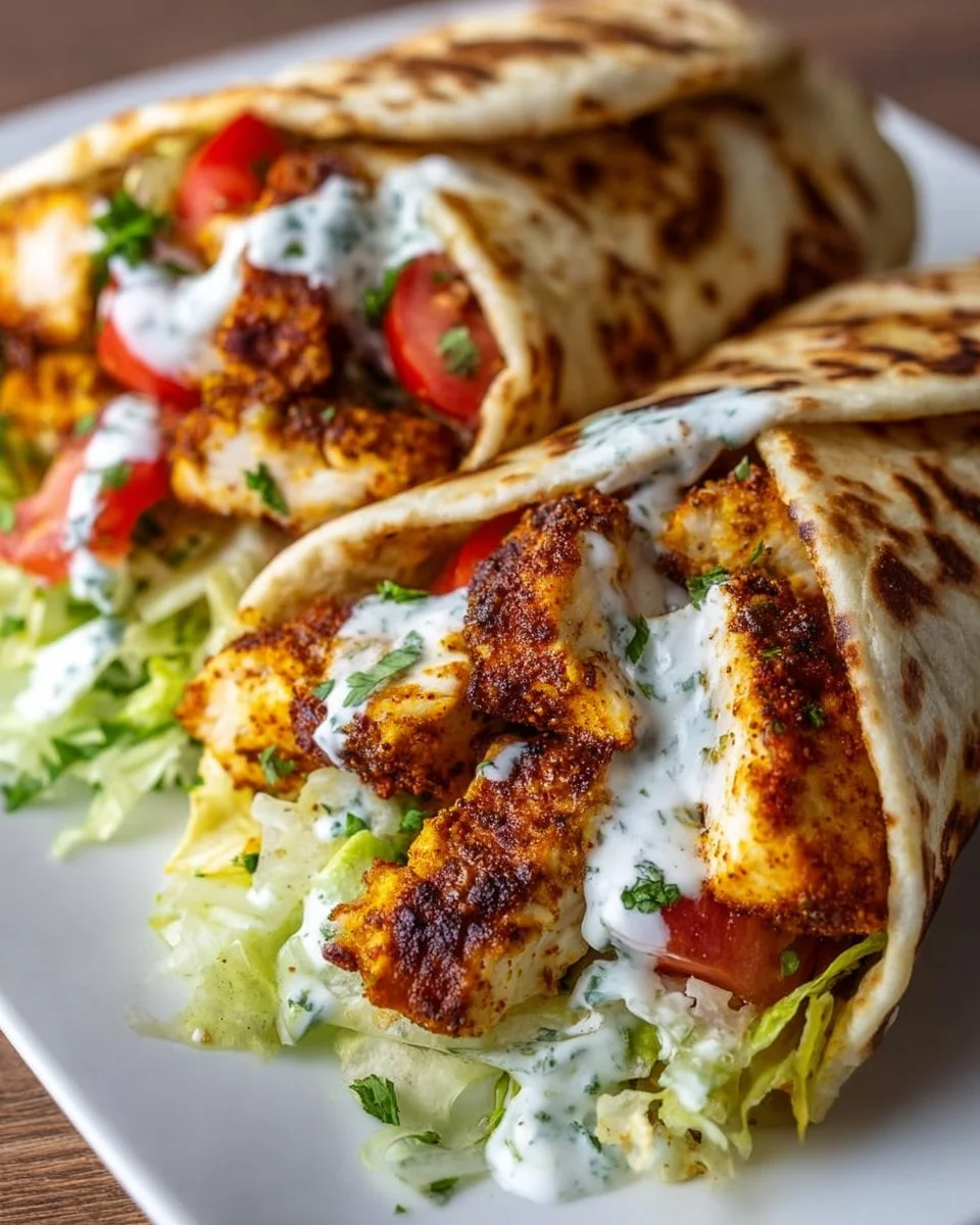 Crispy cottage cheese flatbread chicken wraps served on a plate