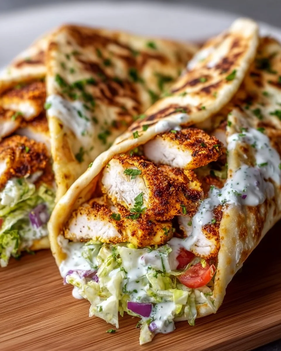 High-protein crispy cottage cheese flatbread chicken wraps on a plate