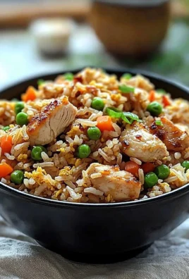 High protein crispy garlic chicken fried rice served in a bowl