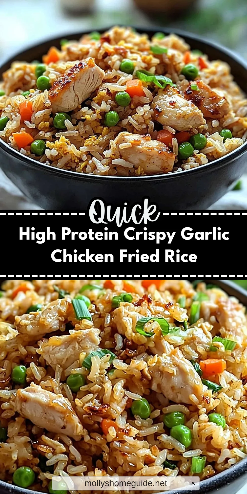 High Protein Crispy Garlic Chicken Fried Rice