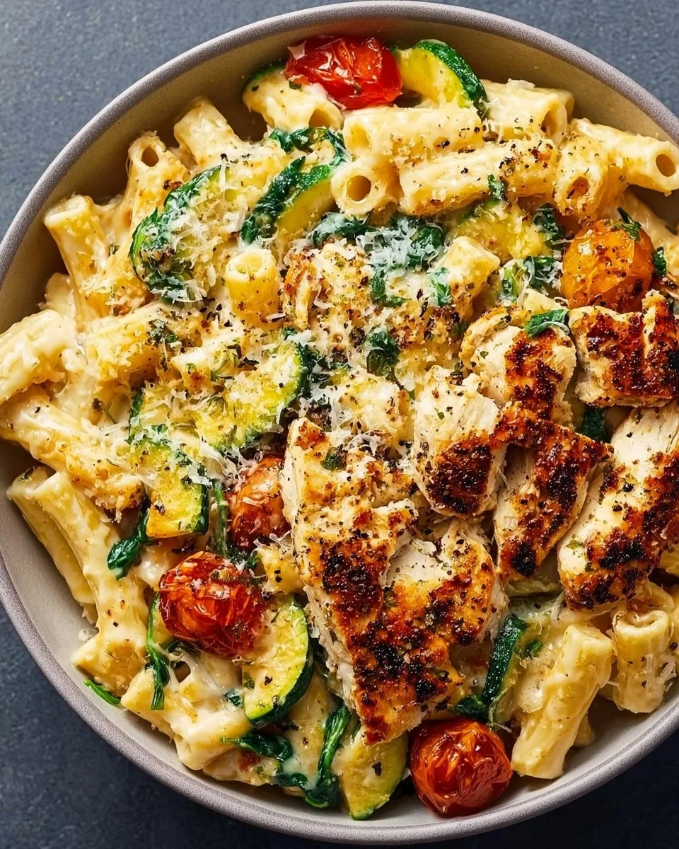 High Protein Garlic Parmesan Pasta Bowls (384 Cal + 36g Protein)