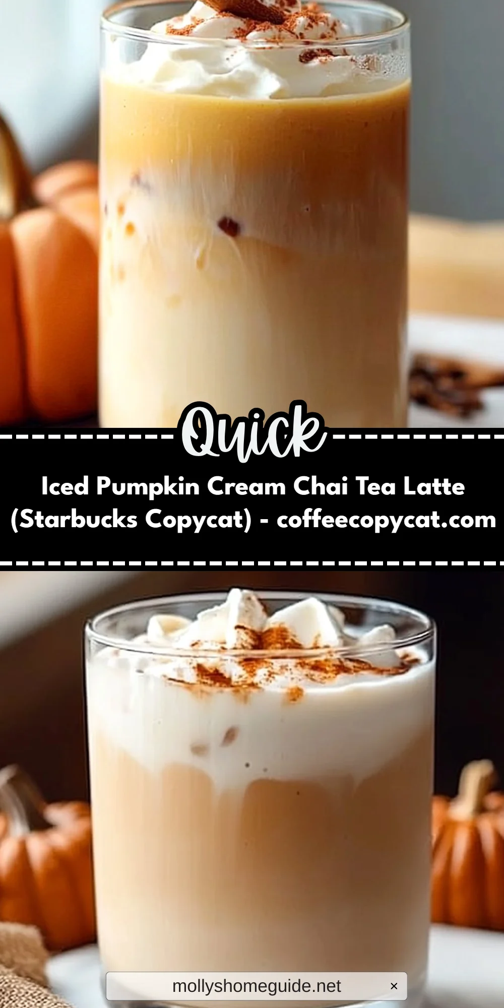 Iced Pumpkin Cream Chai Tea Latte (Starbucks Copycat) - coffeecopycat.com