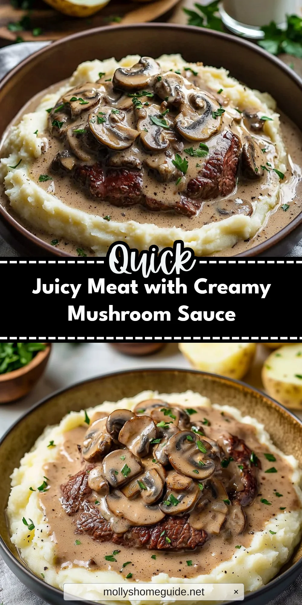Juicy Meat with Creamy Mushroom Sauce