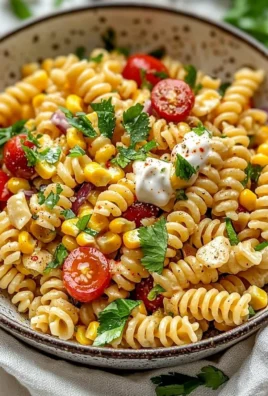 Juicy street corn pasta salad with vibrant ingredients and fresh flavors