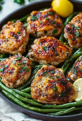 Lemon Garlic Butter Chicken Thighs served with fresh green beans