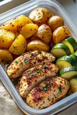 Lemon Garlic Chicken Meal Prep with vibrant vegetables and fresh herbs