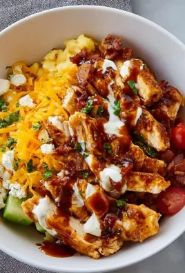 Macro friendly BBQ Ranch Chicken Bowl with grilled chicken and ranch dressing