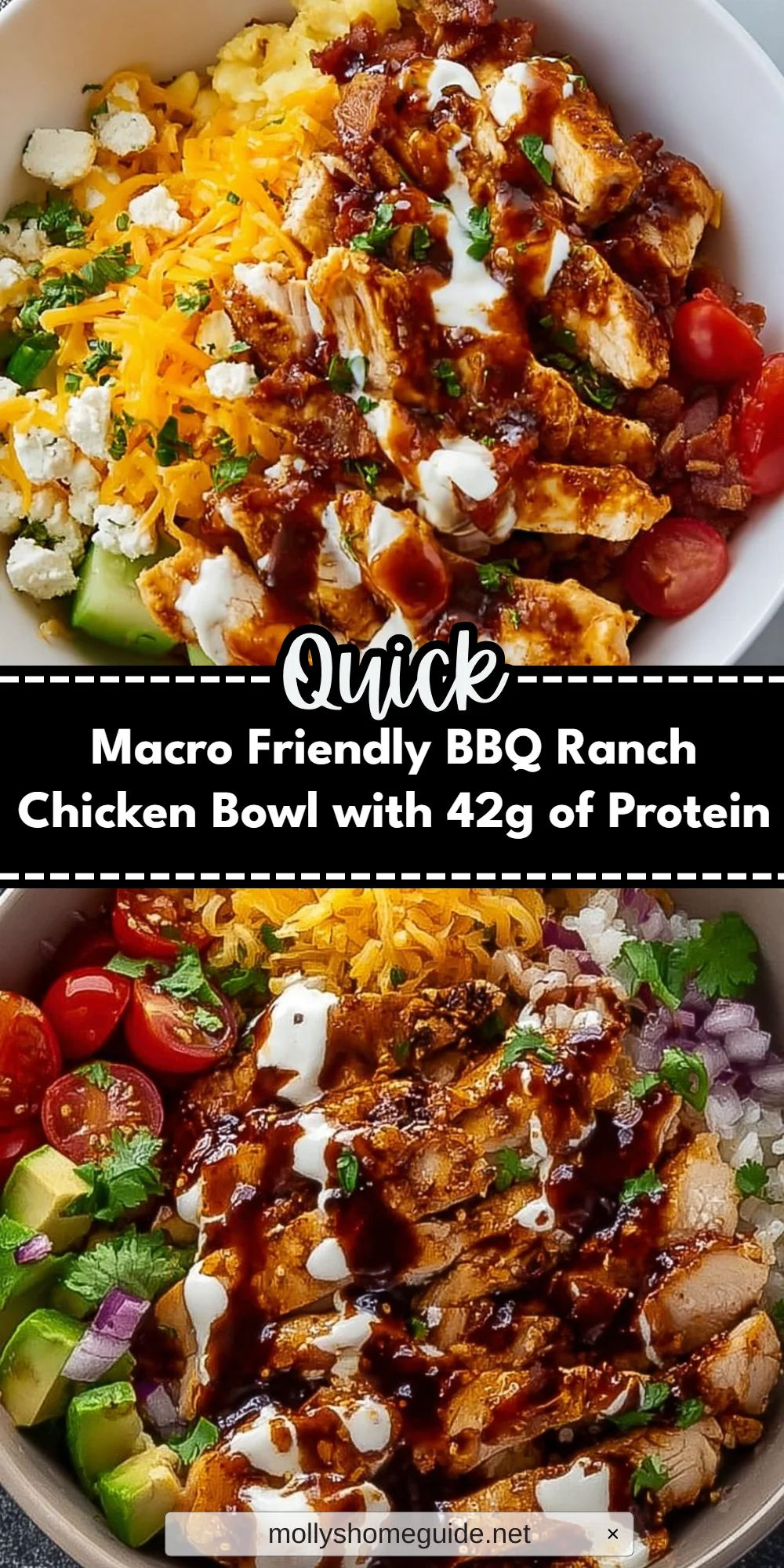 Macro Friendly BBQ Ranch Chicken Bowl with 42g of Protein