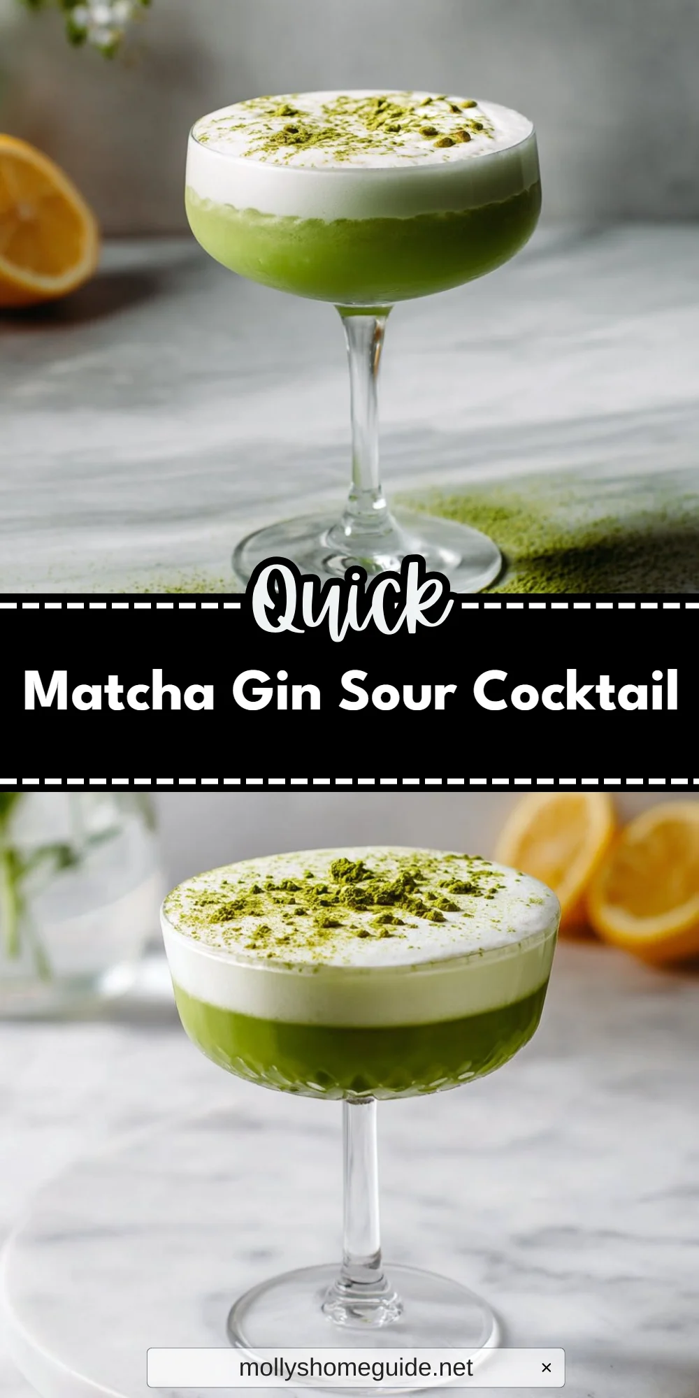 Matcha Gin Sour Cocktail