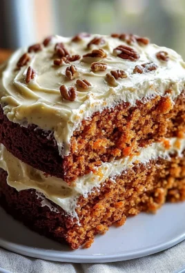 Moist homemade carrot cake with cream cheese frosting on a plate