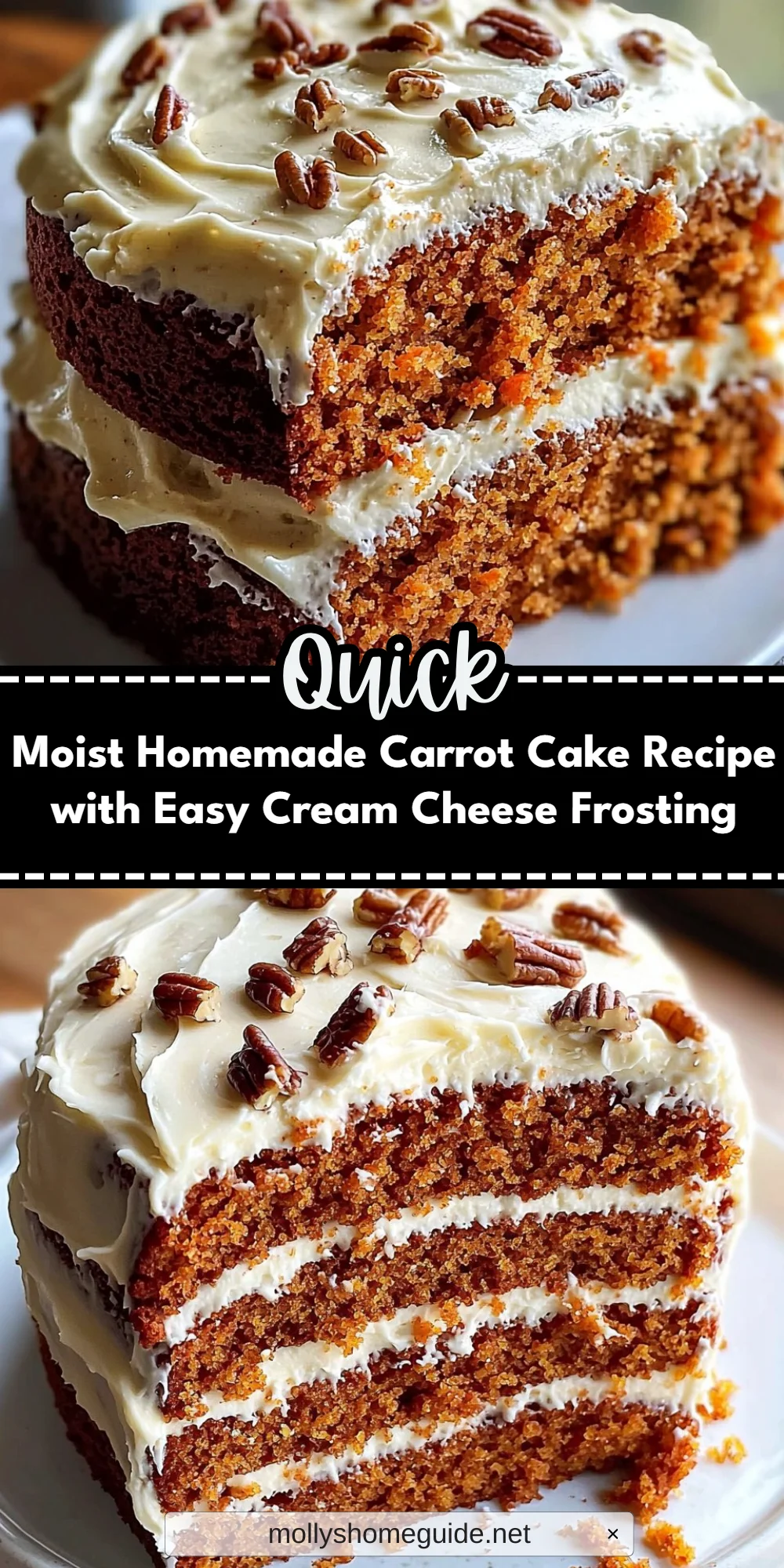 Moist Homemade Carrot Cake Recipe with Easy Cream Cheese Frosting