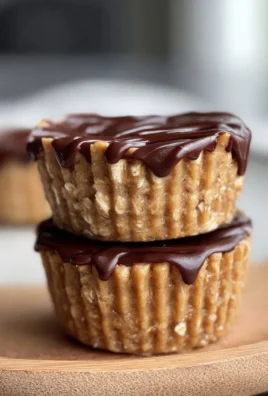 Moist Peanut Butter Protein Oatmeal Cups on a wooden table