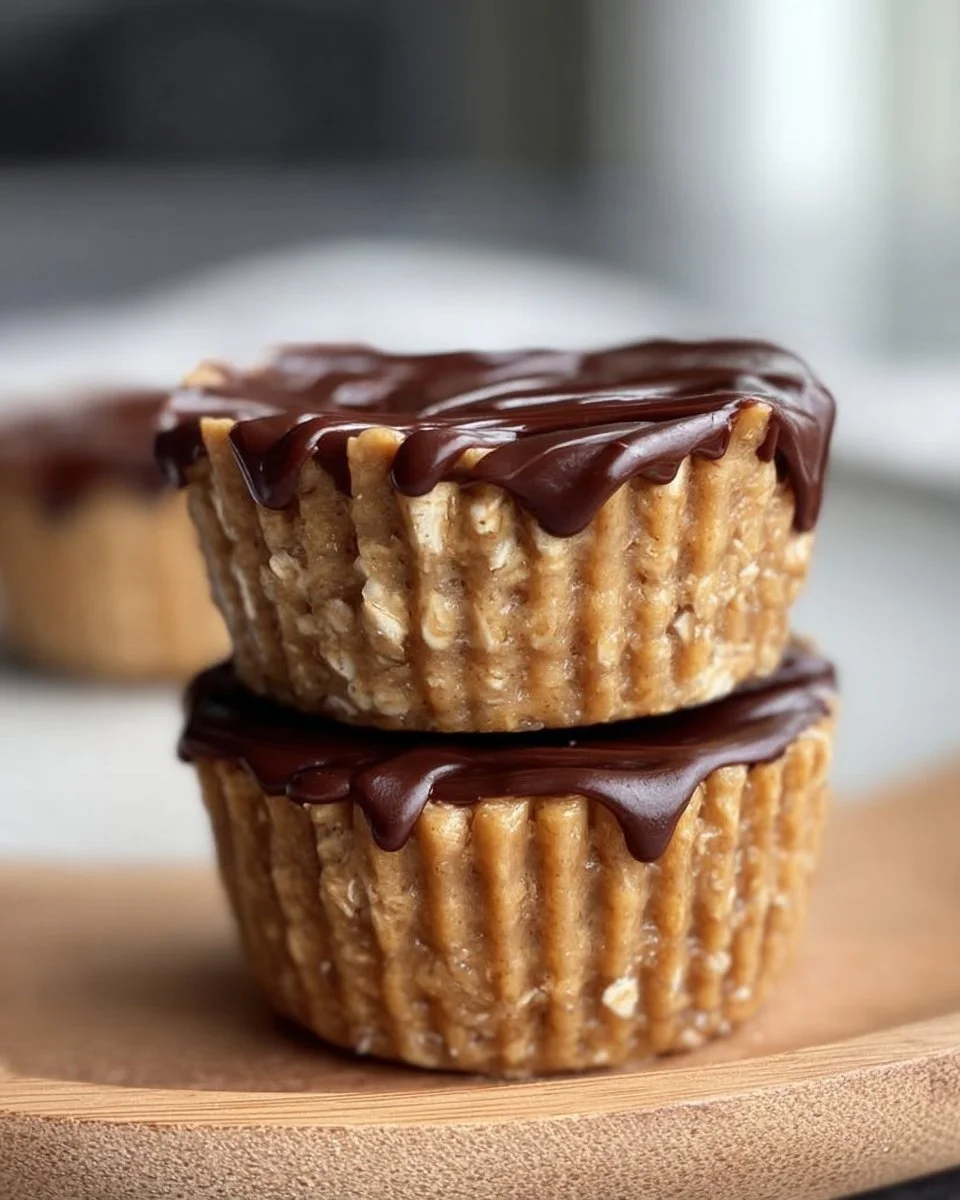 Moist Peanut Butter Protein Oatmeal Cups on a wooden table