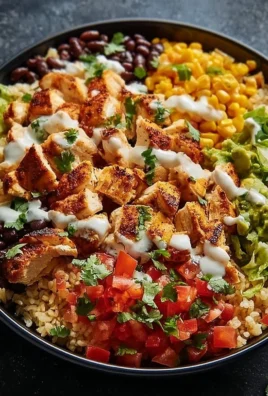 One-Pan Chicken Burrito Bowl with rice, chicken, vegetables, and toppings