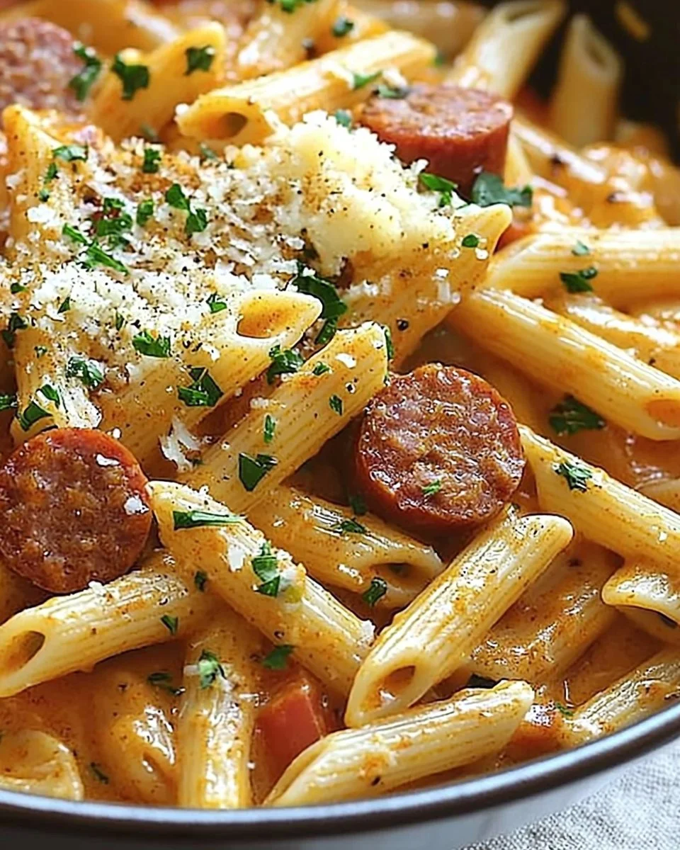 One-Pot Creamy Spicy Cajun Sausage Pasta
