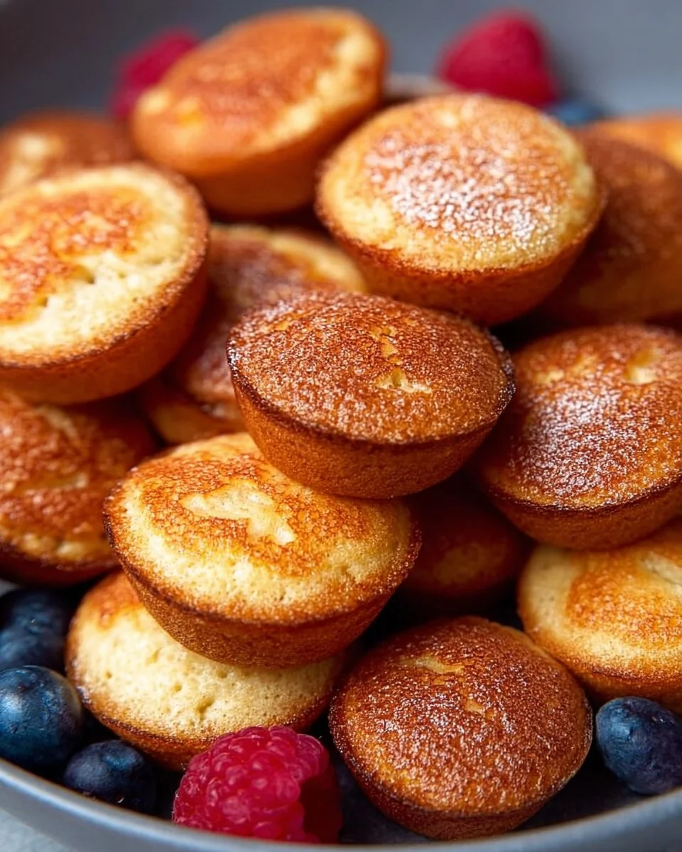 Delicious pancake mini muffins displayed on a plate.