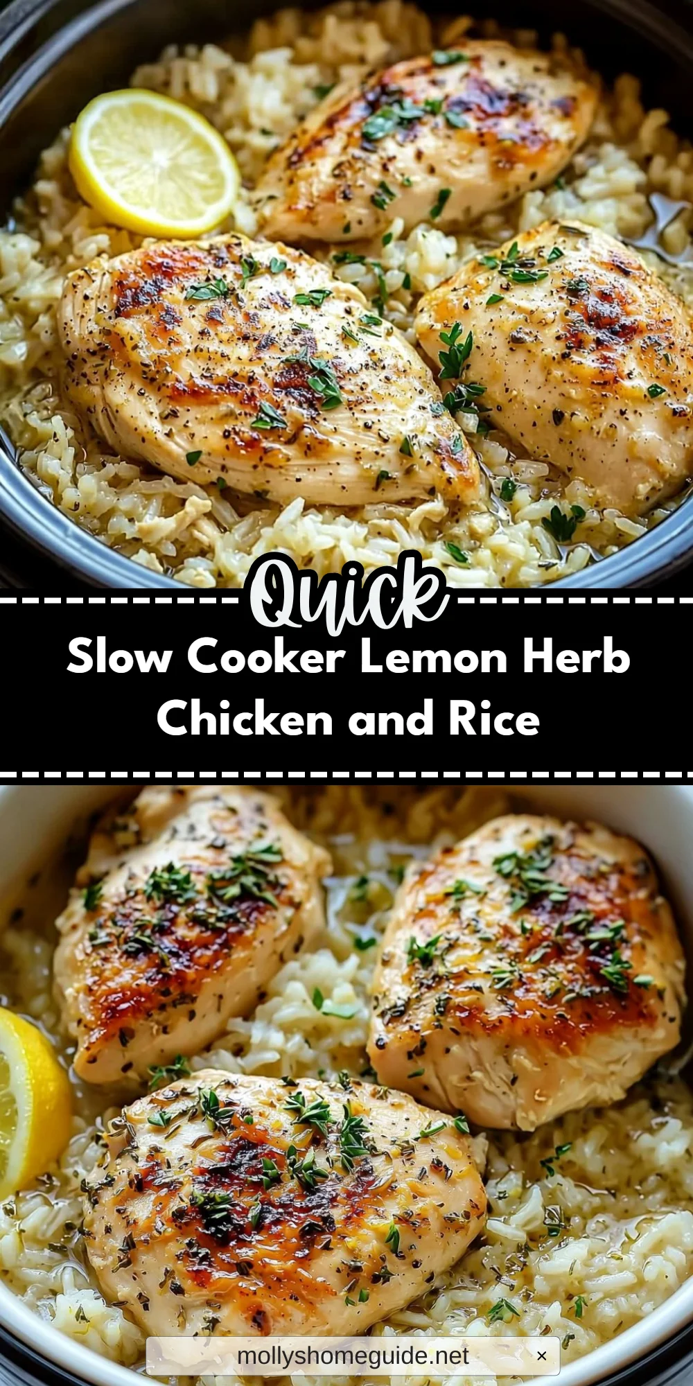 Slow Cooker Lemon Herb Chicken and Rice