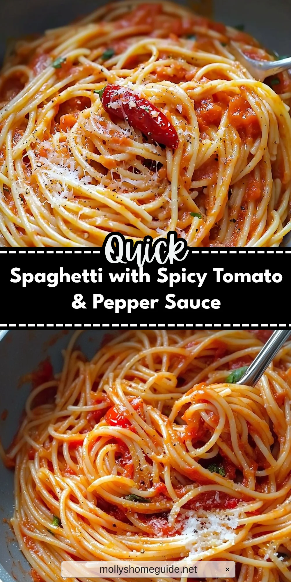 Spaghetti with Spicy Tomato & Pepper Sauce
