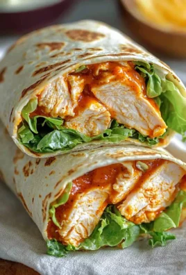 Spicy Buffalo Chicken Wraps served with fresh vegetables and ranch dressing