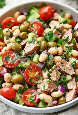 Delicious Tuscan Tuna Salad with fresh vegetables and Mediterranean spices