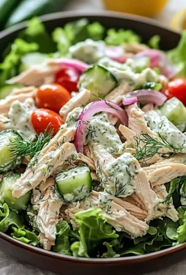 Bowl of Tzatziki Chicken Salad with fresh vegetables and creamy dressing.