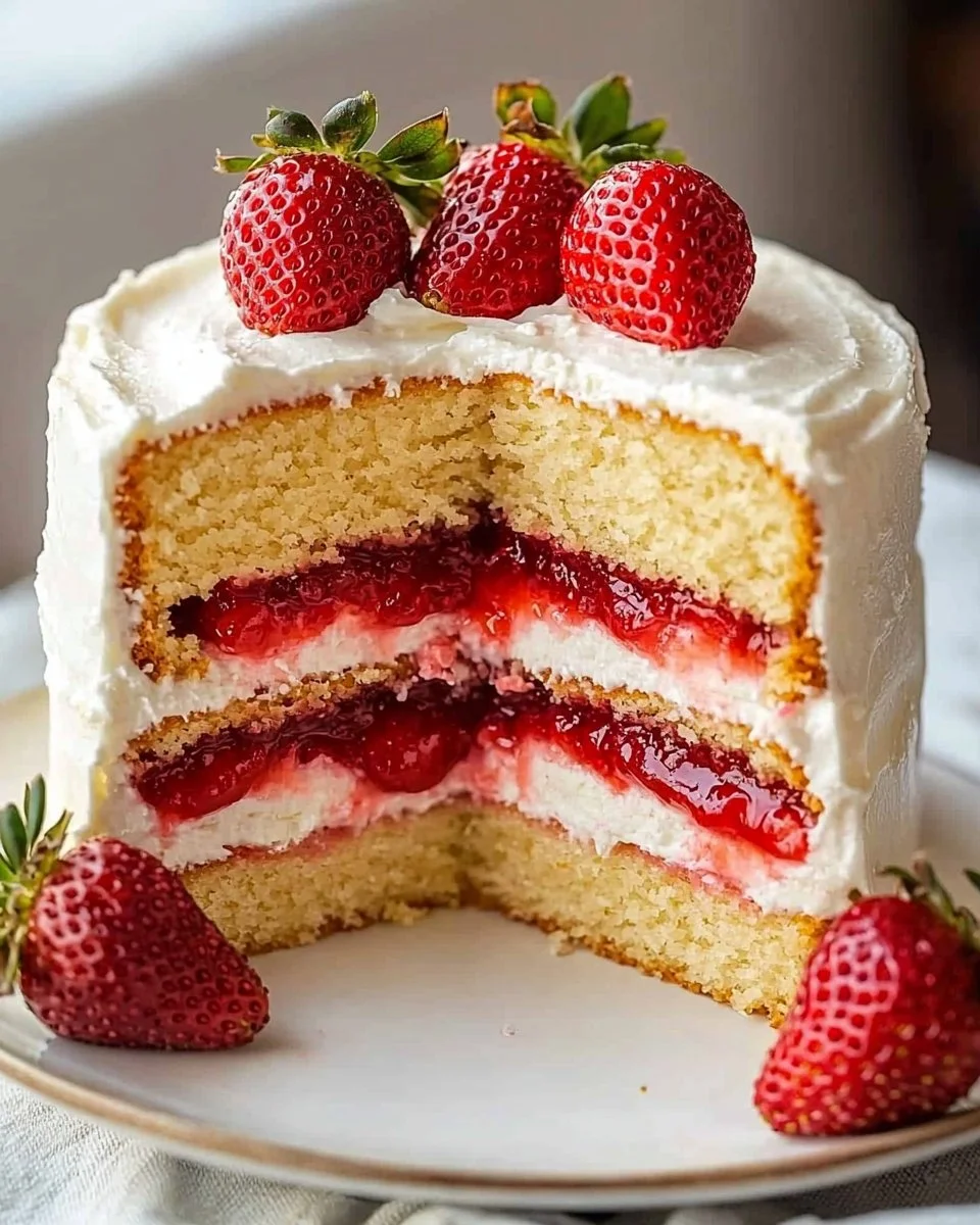 Vanilla Cake with Strawberry Filling