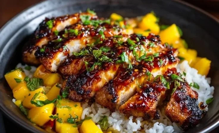 Asian Mango Glazed Chicken Twists