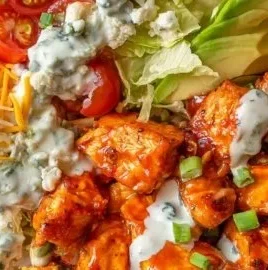 Delicious Buffalo Chicken Bowl with fresh toppings and colorful ingredients