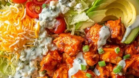 Delicious Buffalo Chicken Bowl with fresh toppings and colorful ingredients