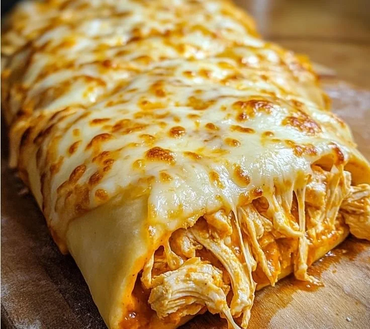 Buffalo Chicken Cheese Bake topped with melted cheese and garnished with parsley