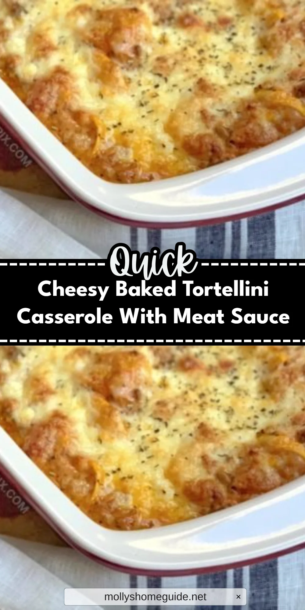 Cheesy Baked Tortellini Casserole With Meat Sauce
