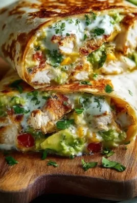 Delicious Chicken Avocado Ranch Burritos with fresh ingredients