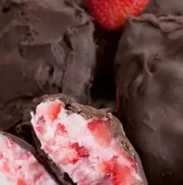 Chocolate covered strawberry yogurt bites, a delicious sweet treat