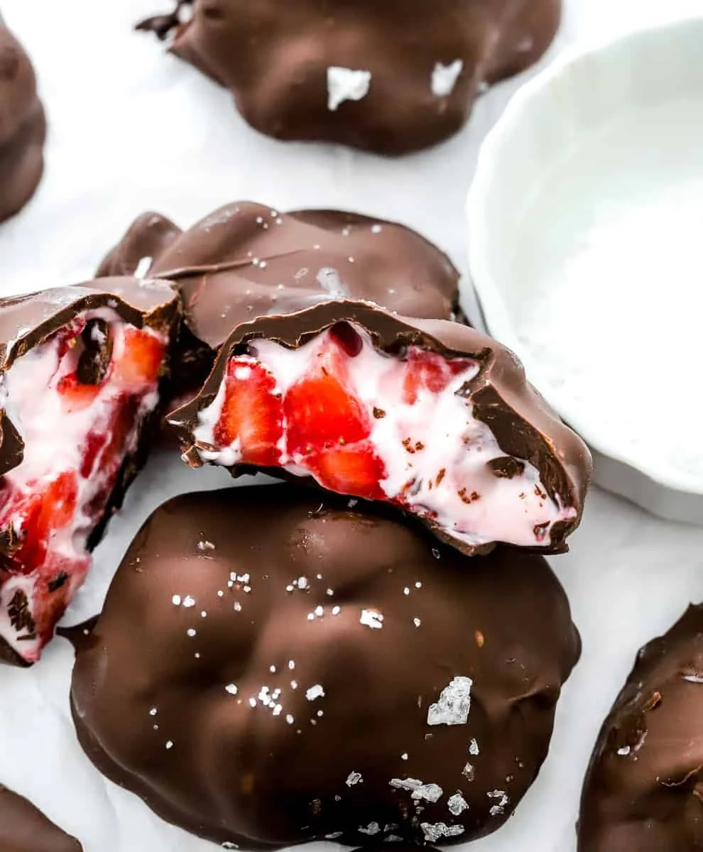 Chocolate Strawberry Frozen Yogurt Bites for a refreshing dessert treat