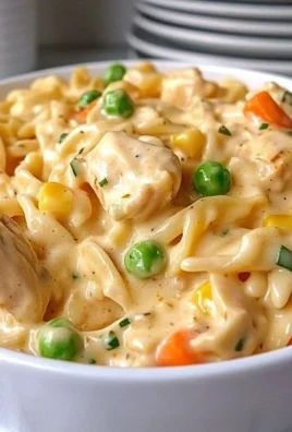 Bowl of Classic Chicken Pot Pie Pasta garnished with herbs and fresh vegetables