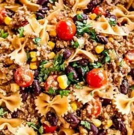 Creamy and hearty Cowboy Pasta Salad in a bowl, perfect for potlucks