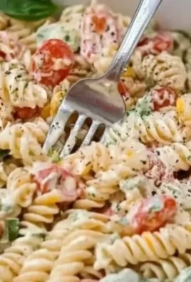 Creamy Italian pasta salad with fresh vegetables and dressing