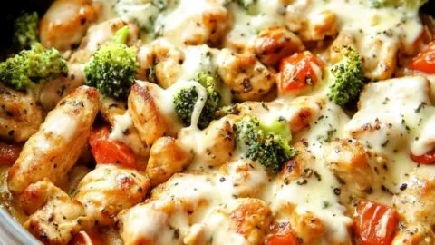 Creamy low-carb Tuscan chicken served with vegetables in a stylish plate.