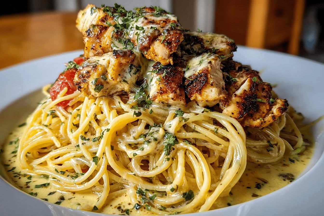 Easy Creamy Cajun Chicken Spaghetti with Garlic Mozzarella Sauce