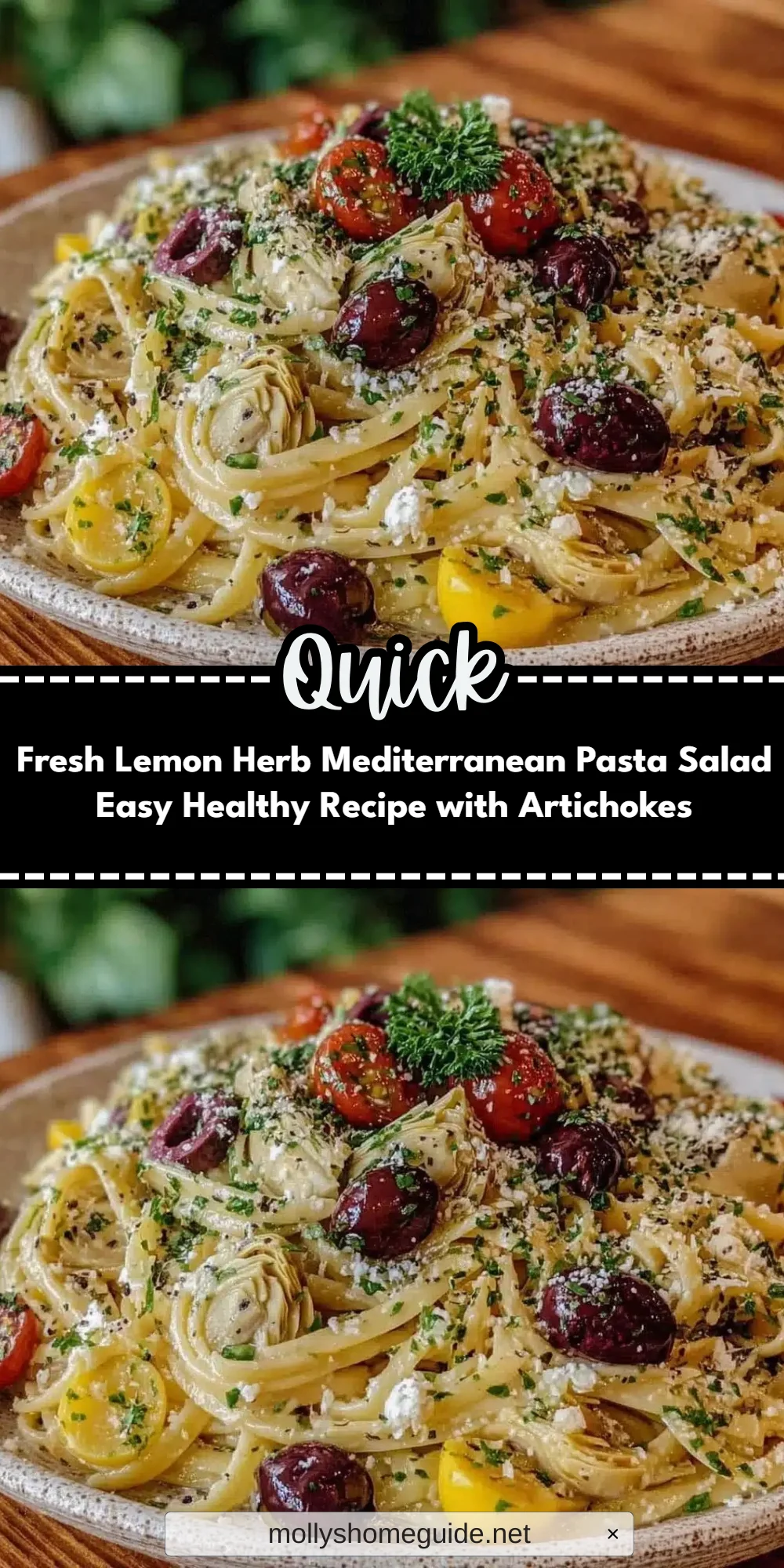 Fresh Lemon Herb Mediterranean Pasta Salad Easy Healthy Recipe with Artichokes