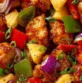 Hawaiian Pineapple Chicken Dinner with juicy chicken and fresh pineapple