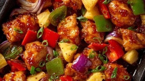 Hawaiian Pineapple Chicken Dinner with juicy chicken and fresh pineapple