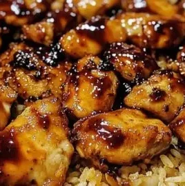Honey BBQ Chicken served with rice in a one-pan dish