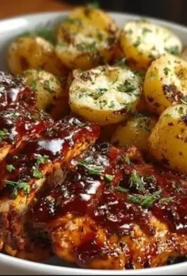 Tender Honey BBQ Chicken served with roasted potatoes
