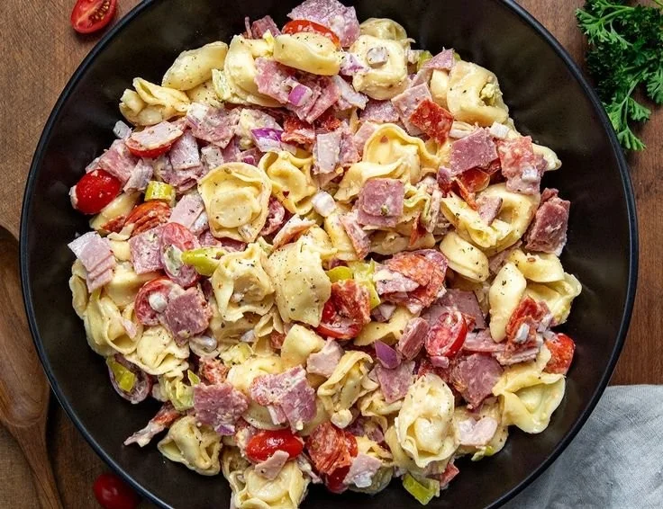 Italian Grinder Tortellini Salad with fresh ingredients and vibrant colors