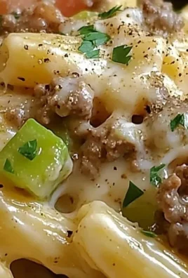 Delicious Philly Cheesesteak Pasta garnished with herbs and cheese