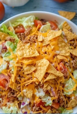 Simple Doritos Taco Salad with colorful toppings and Doritos chips