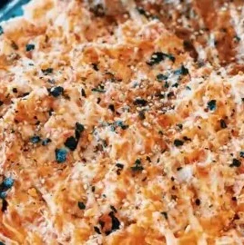 Delicious Spicy Tuna and Creamy Crab Sushi Bake ready to serve.